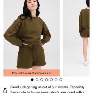 Girlfriend Collective Classic Sweat Short in Forest Size Large